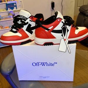 Off-White Kids Red and White Sneakers